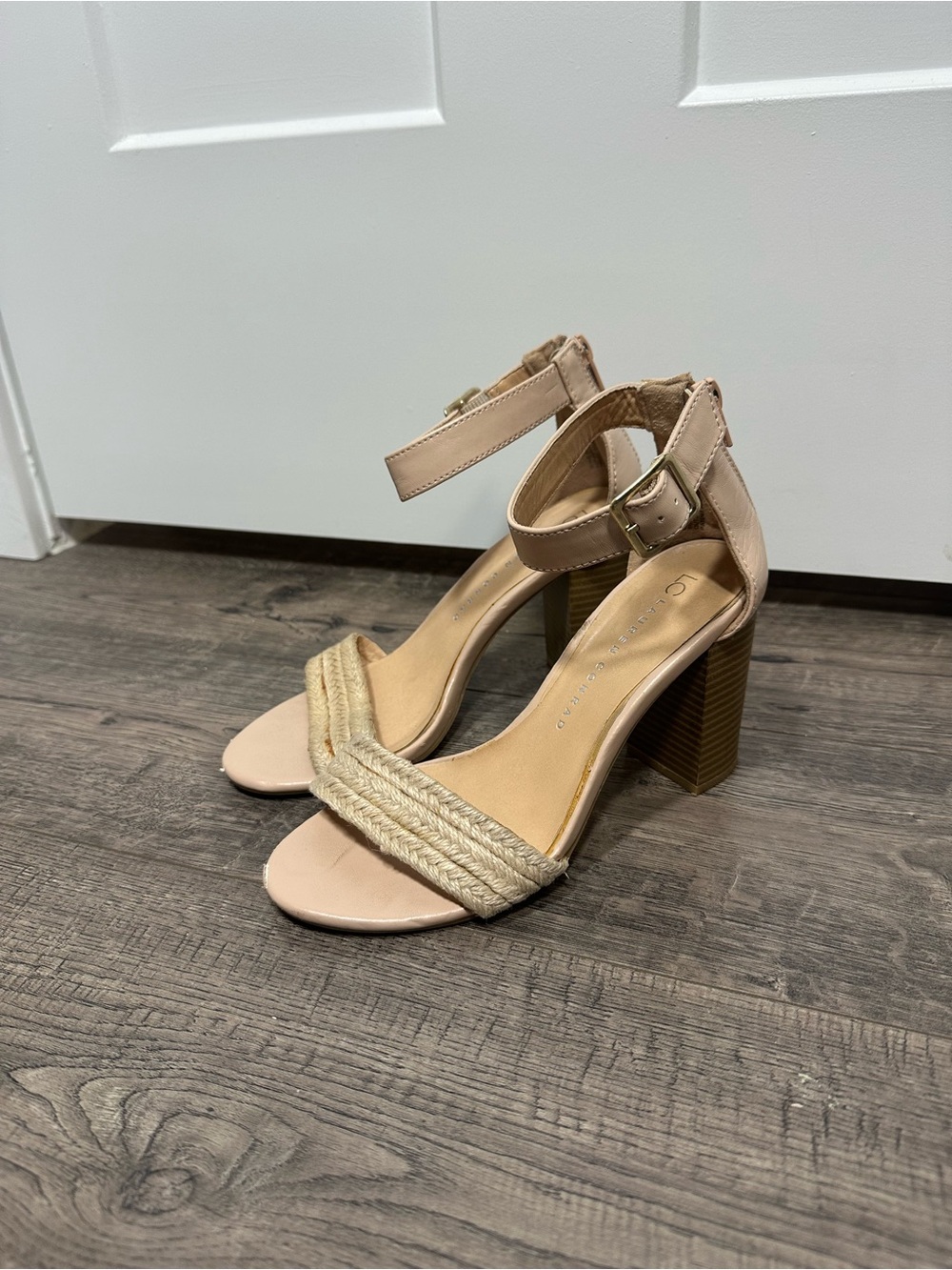 LC Lauren Conrad Nude Braided Strap Block Heel Sandal